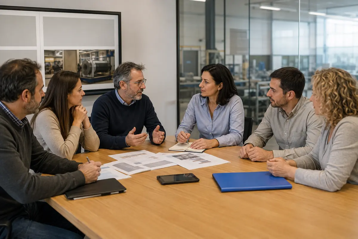 Reunión del comité de seguridad y salud con representantes de la plantilla y de la empresa.