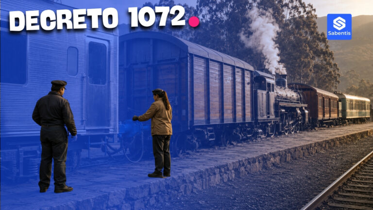 Locomotora histórica acoplando un vagón nuevo, metáfora del Decreto 1072 de 2015 actualizado en 2026