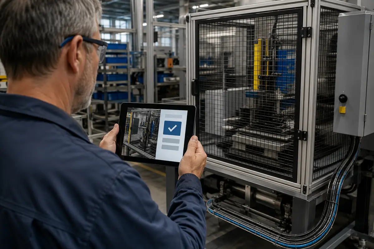 Encargado registra con una tablet la instalación de un resguardo como evidencia digital de una medida preventiva.