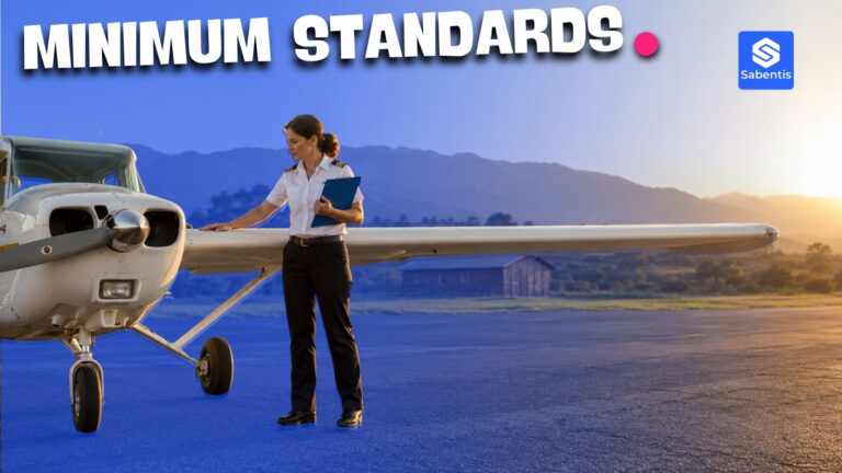 Pilot checking a light aircraft before take-off, metaphor for the SG-SST minimum standards self-assessment