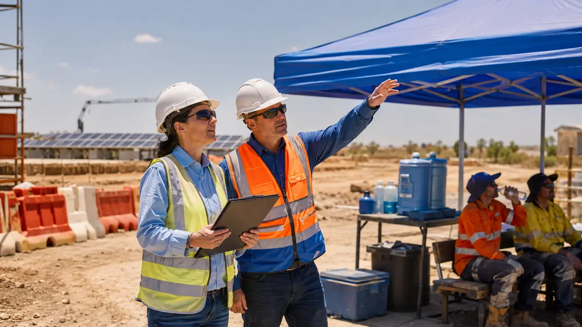Responsables de SST evalúan la exposición al calor en un trabajo realizado al aire libre.