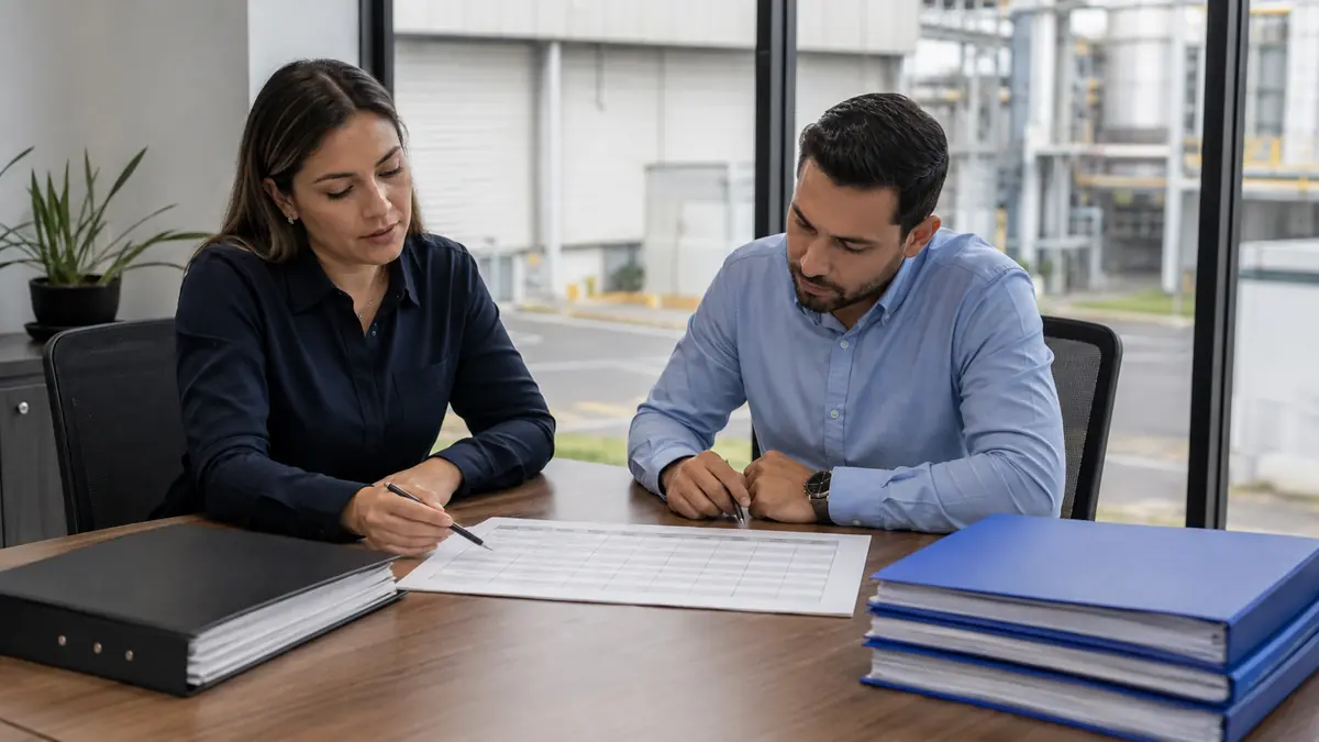 Profesionales de cumplimiento revisan una matriz legal y sus evidencias de aplicación.
