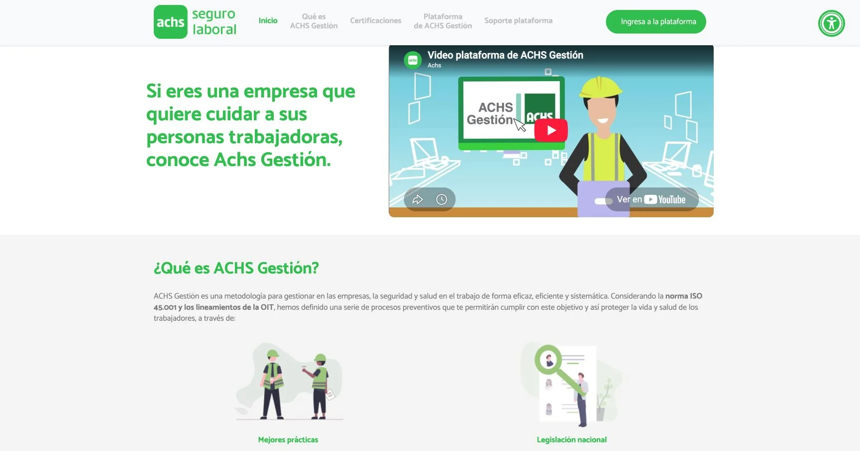 Preview of the official ACHS Gestión website