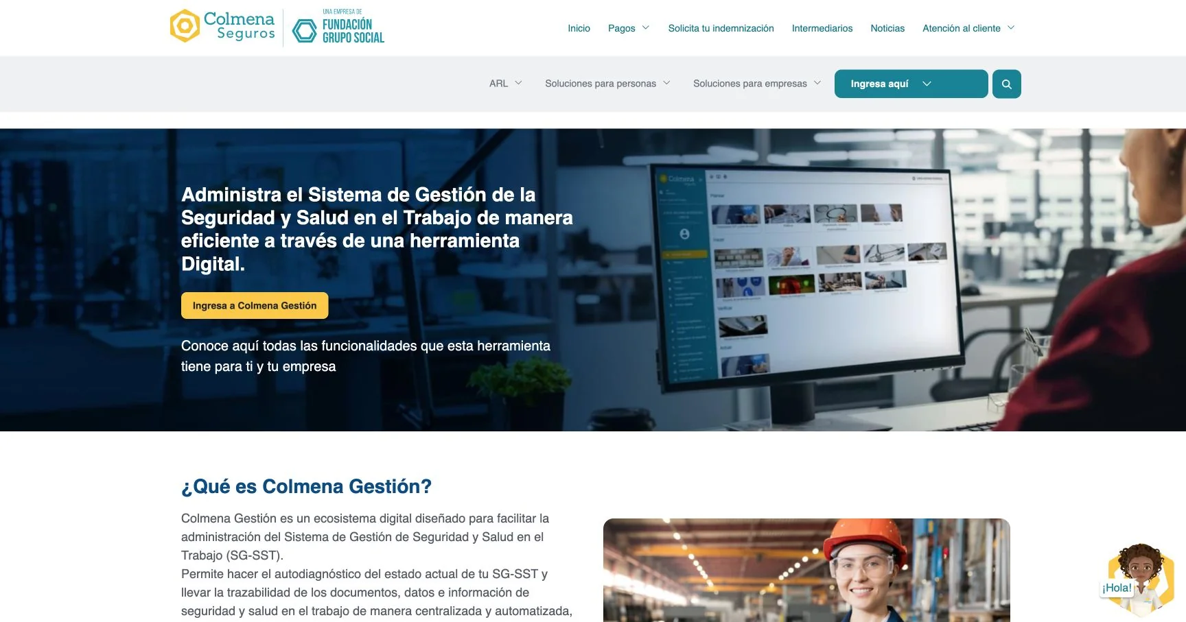 Preview of the official Colmena Gestión website