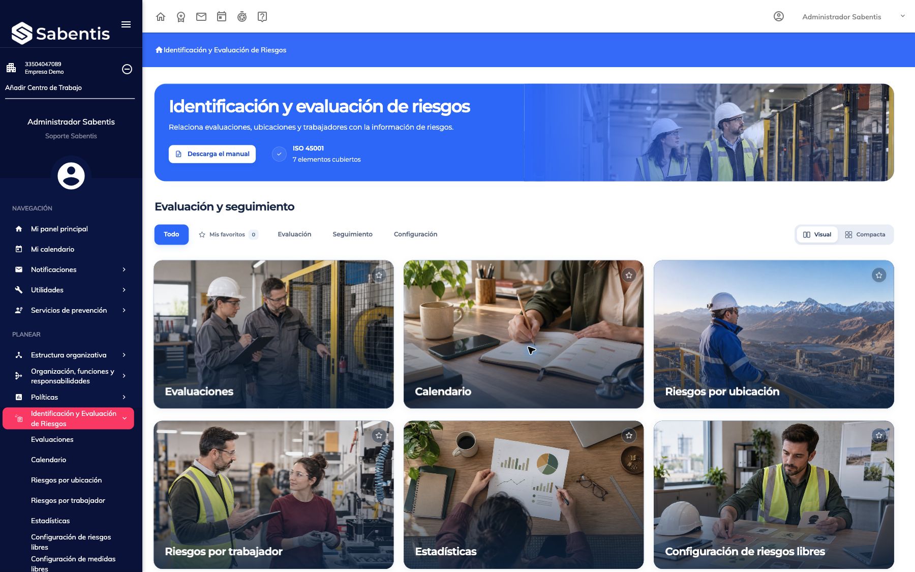 Área de identificación y evaluación de riesgos de Sabentis Prime
